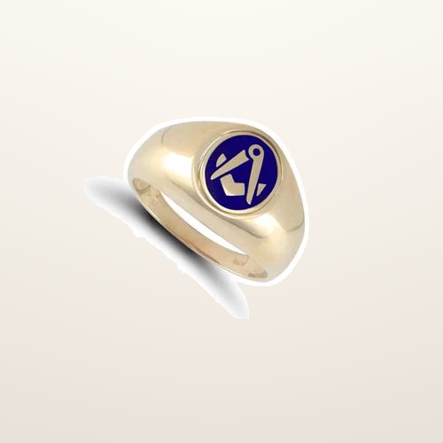 IT_ROLE:studio_clean | 9ct Yellow Gold Enamelled Swivel Centre Masonic Ring