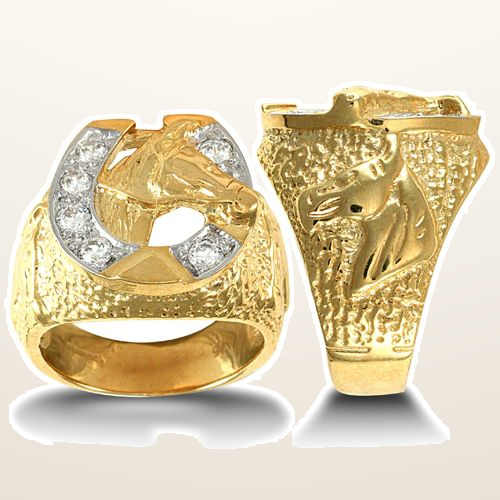 IT_ROLE:studio_clean | 9ct Yellow Gold Cubic Zirconia Horse Shoe Ring