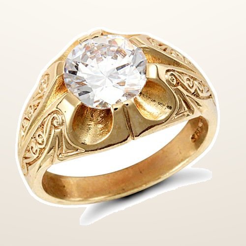 IT_ROLE:studio_clean | 9ct Yellow Gold Gents Cubic Zirconia Ring