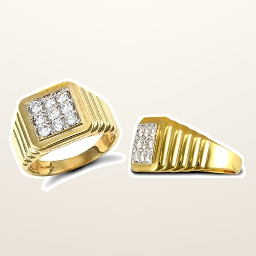 IT_ROLE:studio_clean | 9ct Yellow Gold Gents Cubic Zirconia Ring