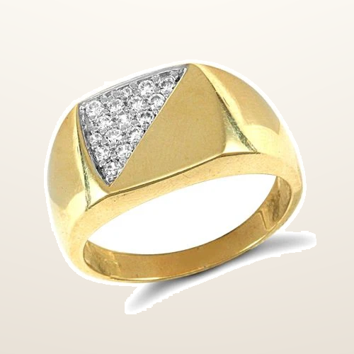 IT_ROLE:studio_clean | 9ct Yellow Gold Signet Ring Half-Cubic Zirconia