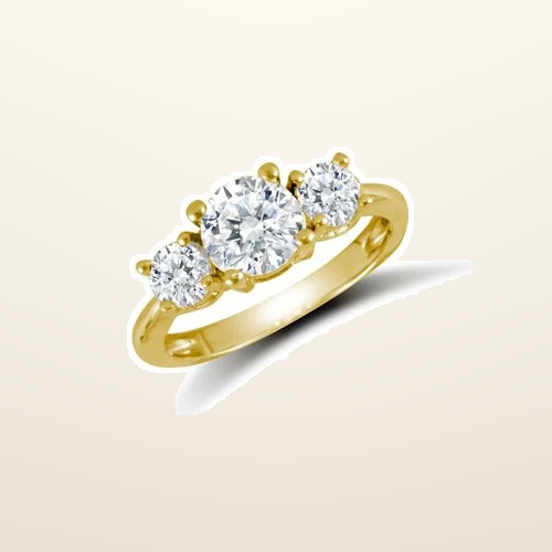 IT_ROLE:studio_clean | 9ct Yellow Ladies Cubic Zirconia 3 Stone Cluster Ring
