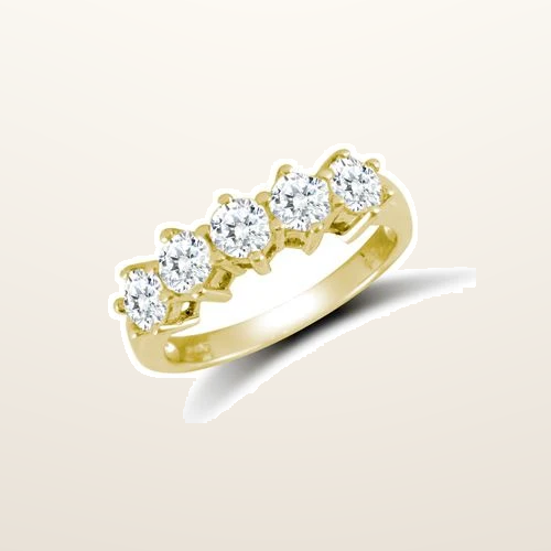 IT_ROLE:studio_clean | 9ct Yellow Ladies Cubic Zirconia 5 Stone Ring