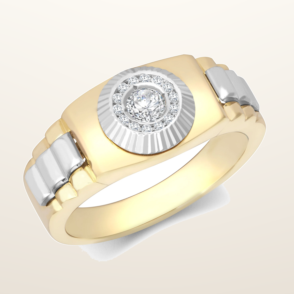 IT_ROLE:studio_clean | 9ct Yellow & White Gold Cubic Zirconia Set Watch Strap & Bezel Ring