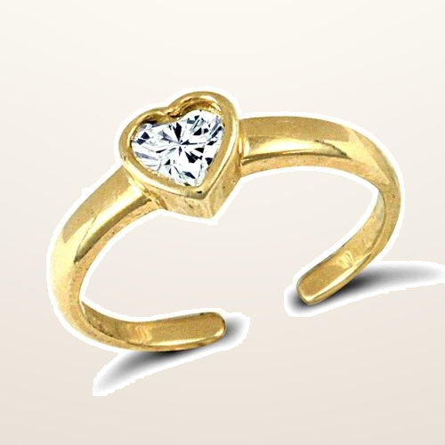 IT_ROLE:studio_clean | 9ct Yellow Gold Cubic Zirconia Heart Toe Ring