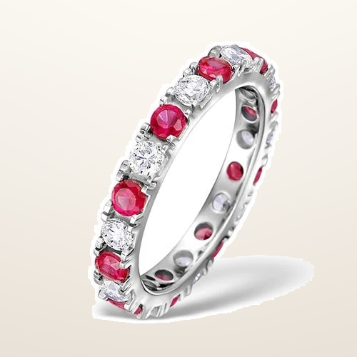 IT_ROLE:studio_clean | Platinum Claw Set Full Eternity Ring Natural Diamond 0.50ct Ruby 0.80ct G VS