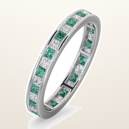 IT_ROLE:studio_clean | Platinum Channel Set Princess Cut Full Eternity Ring Natural Diamond 0.50ct Em 0.65ct G VS