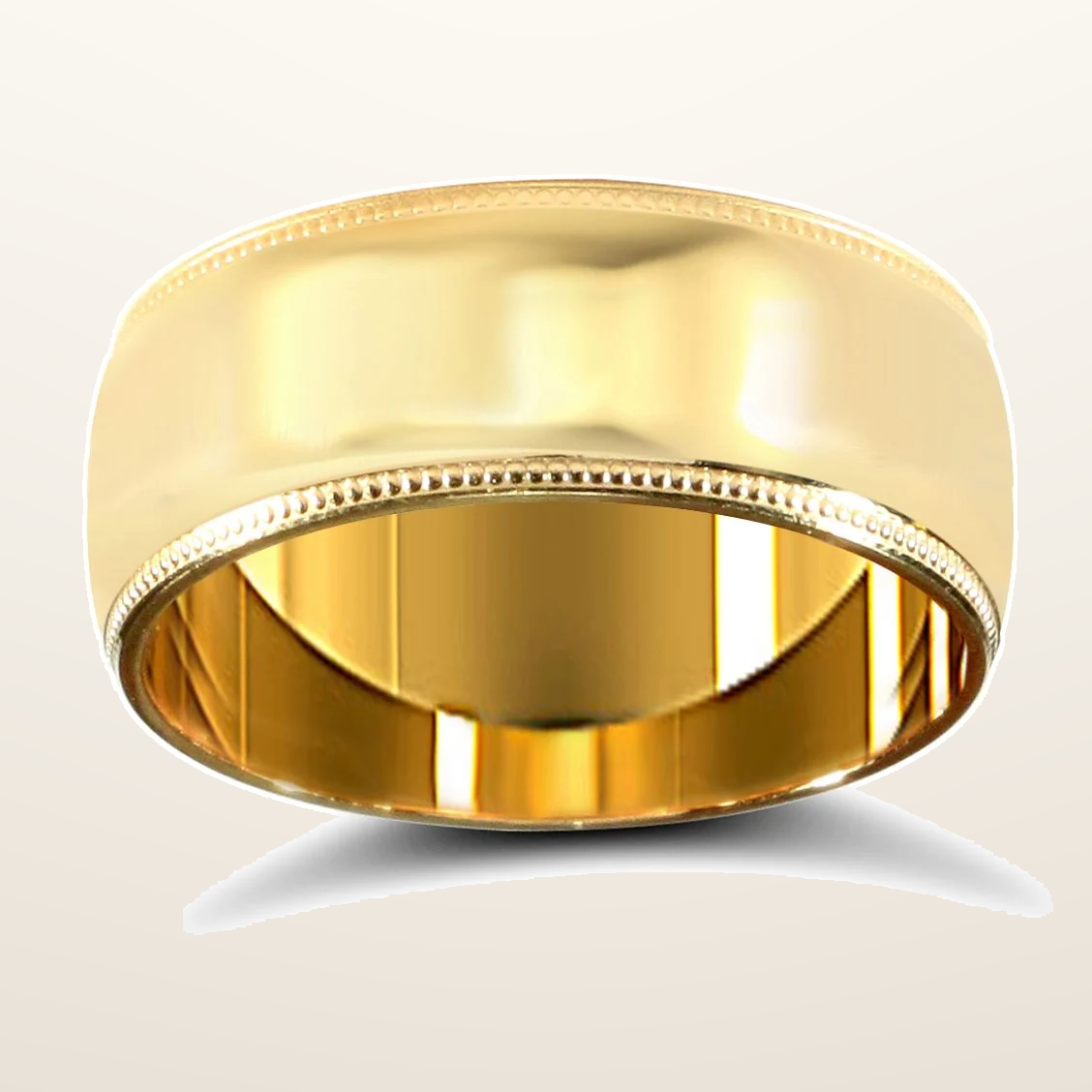 IT_ROLE:studio_clean | 9ct Yellow Gold Premium Weight D-Shape Profile Mill Grain Wedding Ring