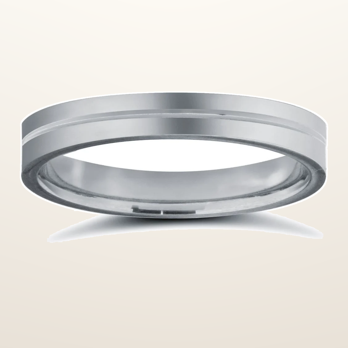 IT_ROLE:studio_clean | 9ct White Gold Standard Weight Flat Profile Centre Groove Wedding Ring
