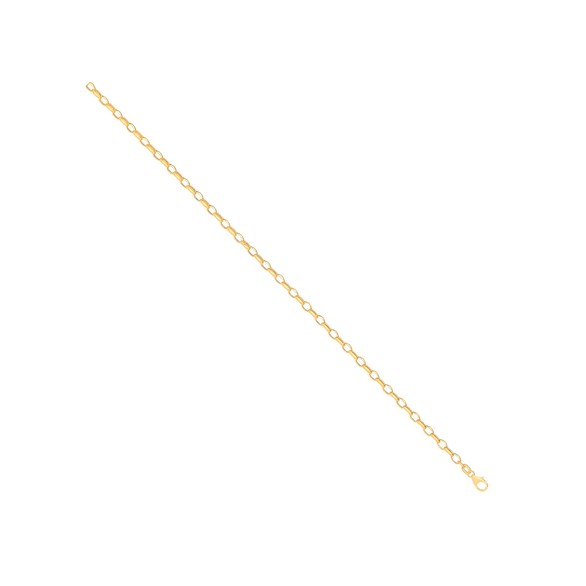 14ct Yellow Gold Hollow Oval Faceted Belcher 3.5mm Chain