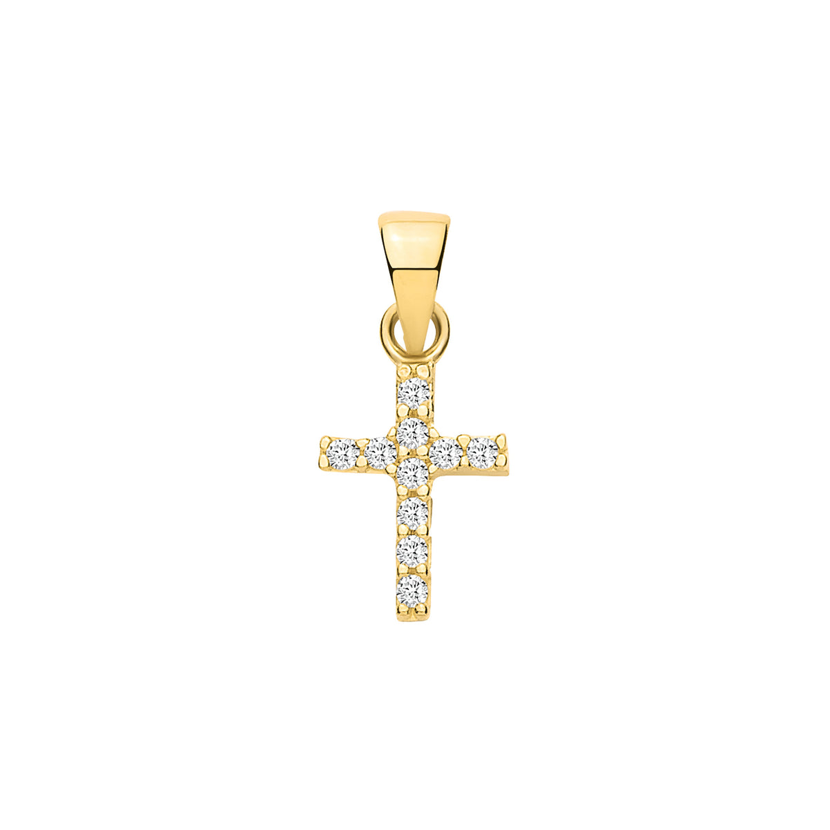 Yellow Gold Tiny Cubic Zirconia Cross