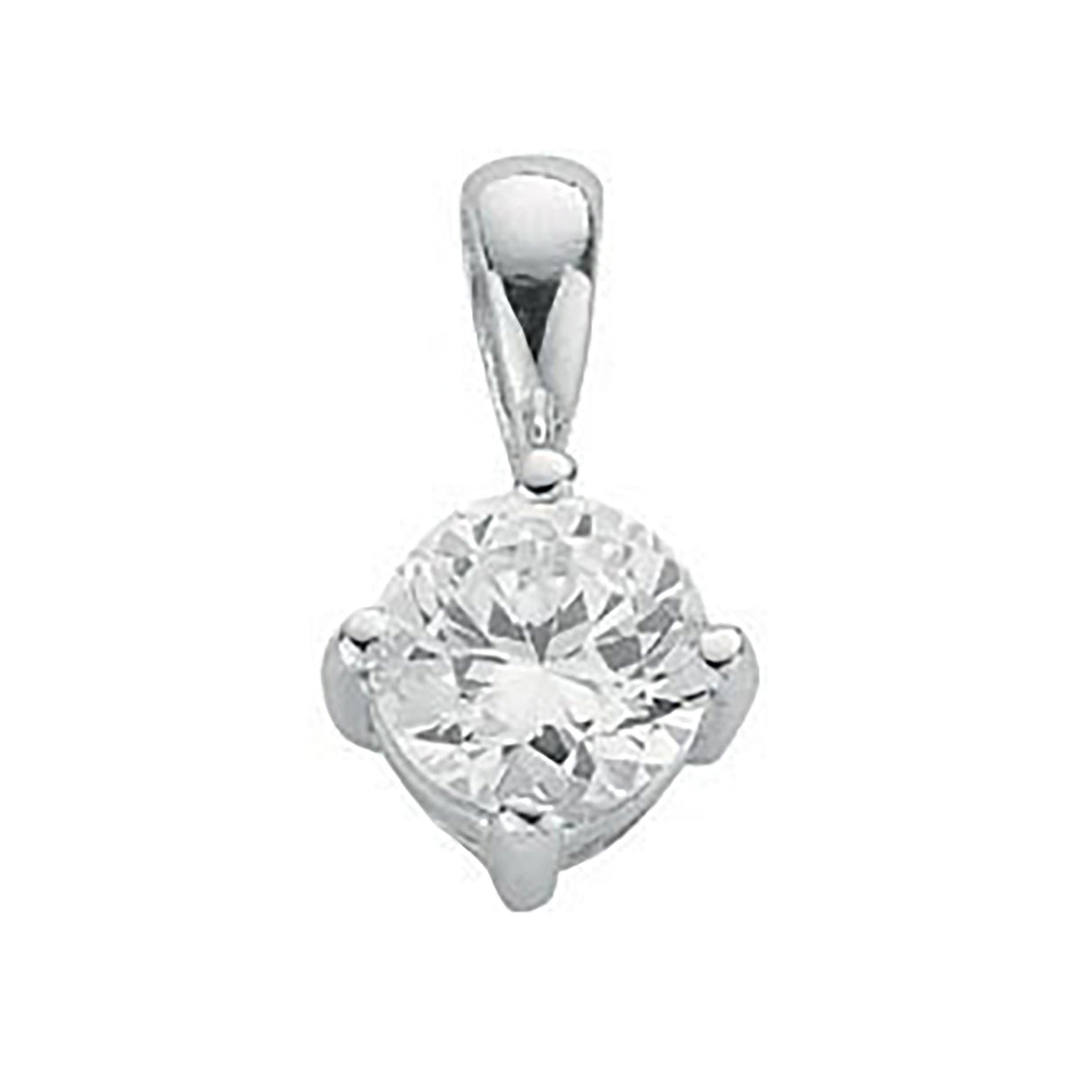 Silver Claw Set Cubic Zirconia Single Stone Pendant