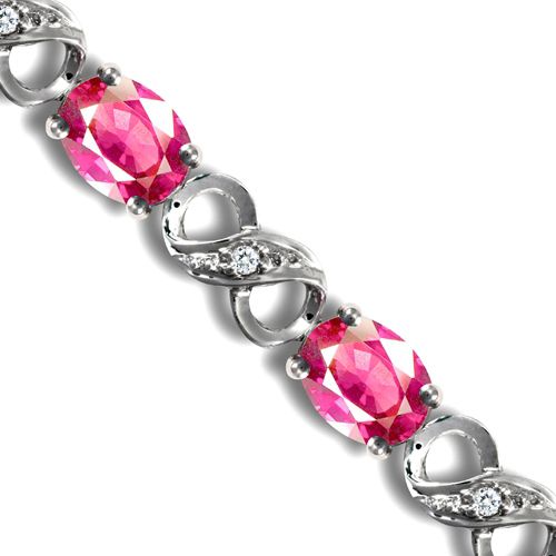 18ct White Gold 5.42ct Pink Sapphire & 0.08ct Natural Diamond Bracelet — JN 18B036