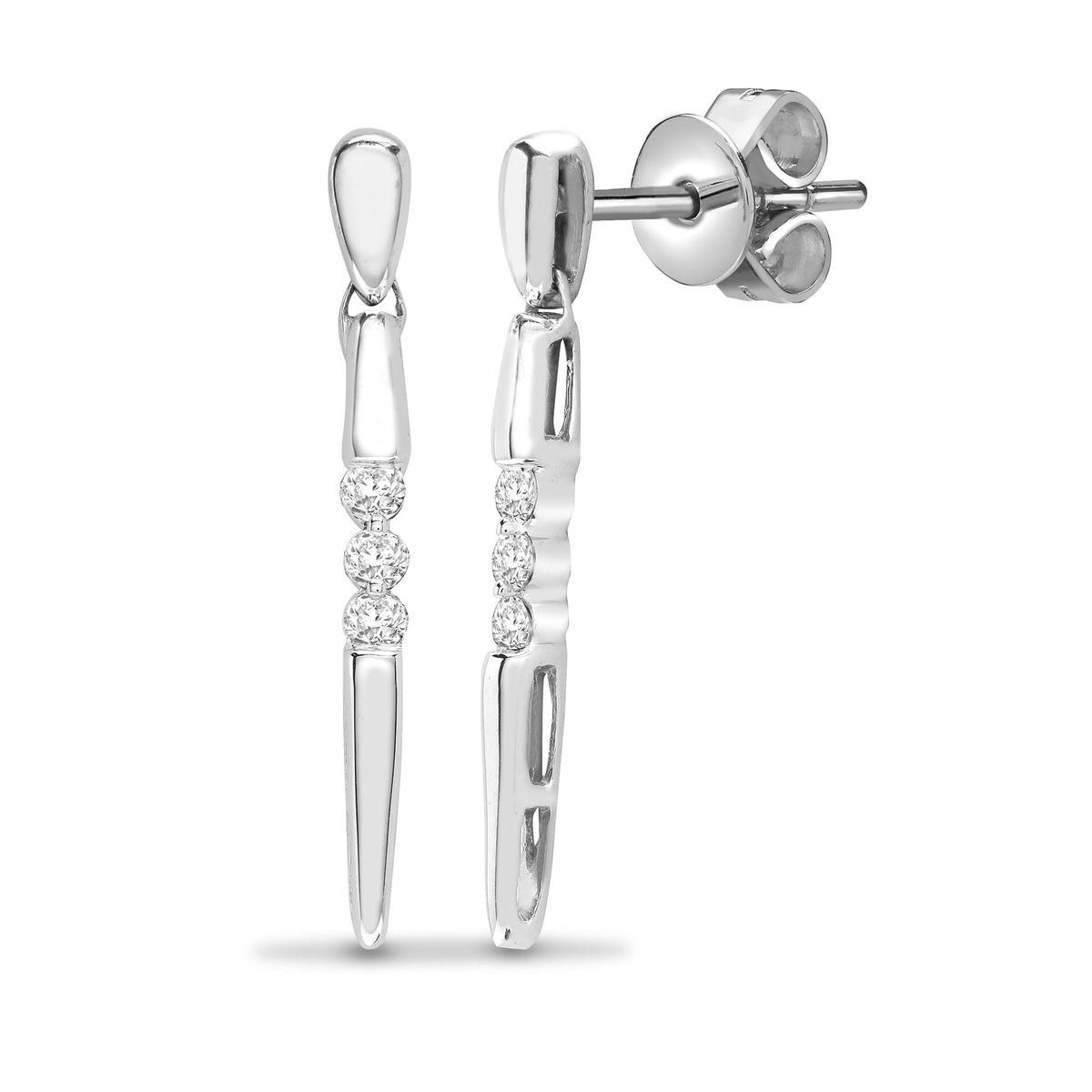 18ct White gold 24pt Natural Diamond stud drop stud earrings. (18E158) – product view