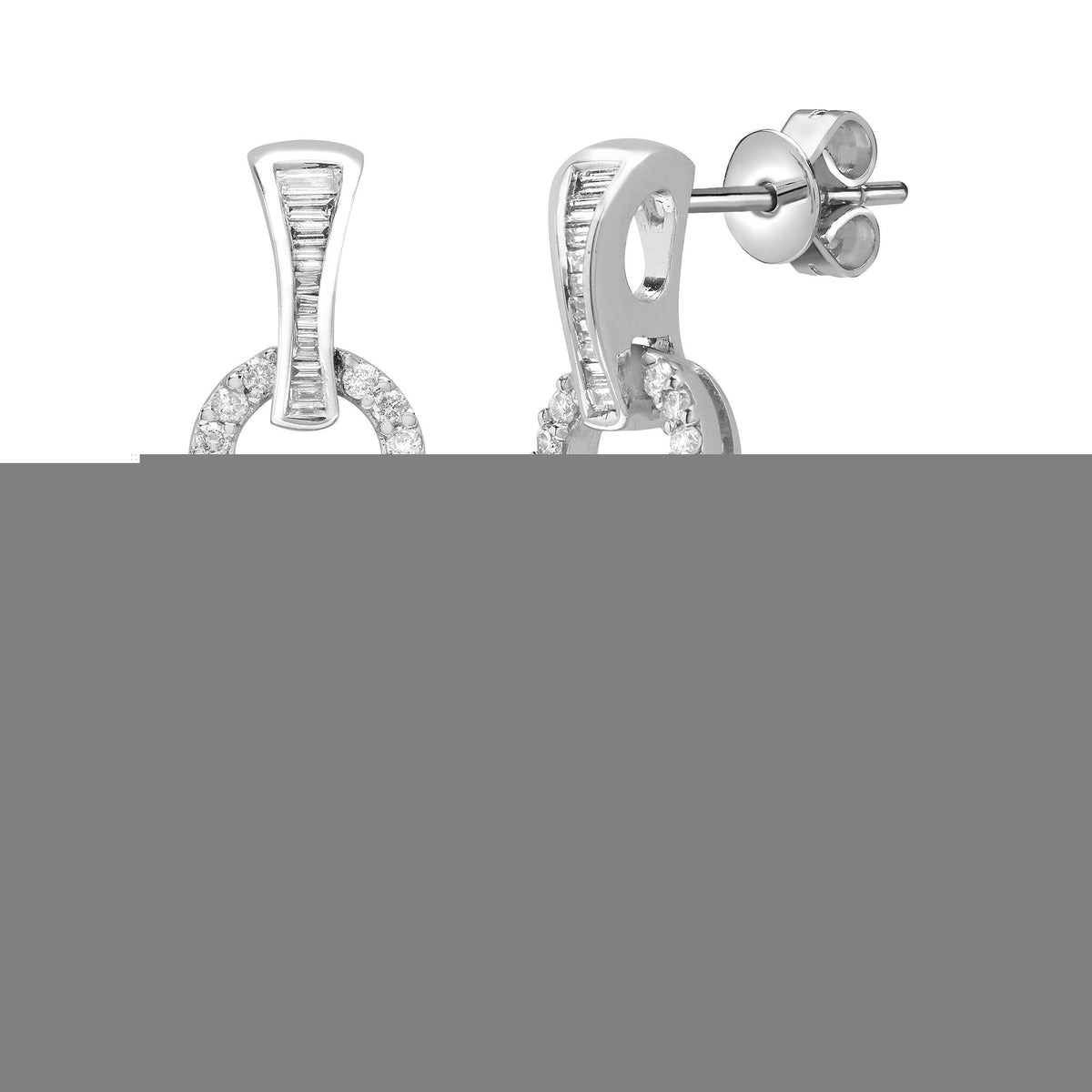 18ct White gold 42pt Natural Diamond and pearl drop stud earrings. (18E220) – product view