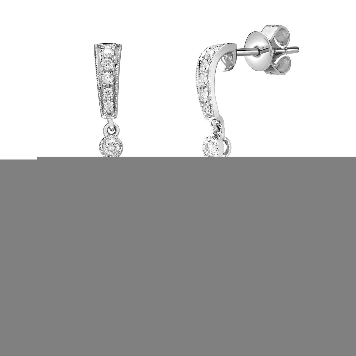 18ct White gold Natural Diamond and pearl drop stud earrings. (18E222) – product view