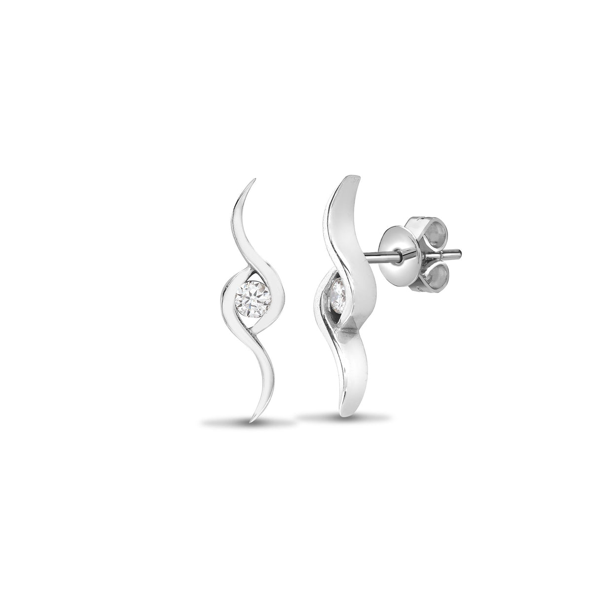 18ct White gold 12pt Natural Diamond drop stud earrings. (18E295) – product view
