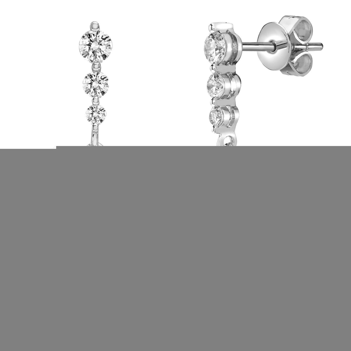 18ct White gold 37pt Natural Diamond and pearl drop stud earrings. (18E314) – product view