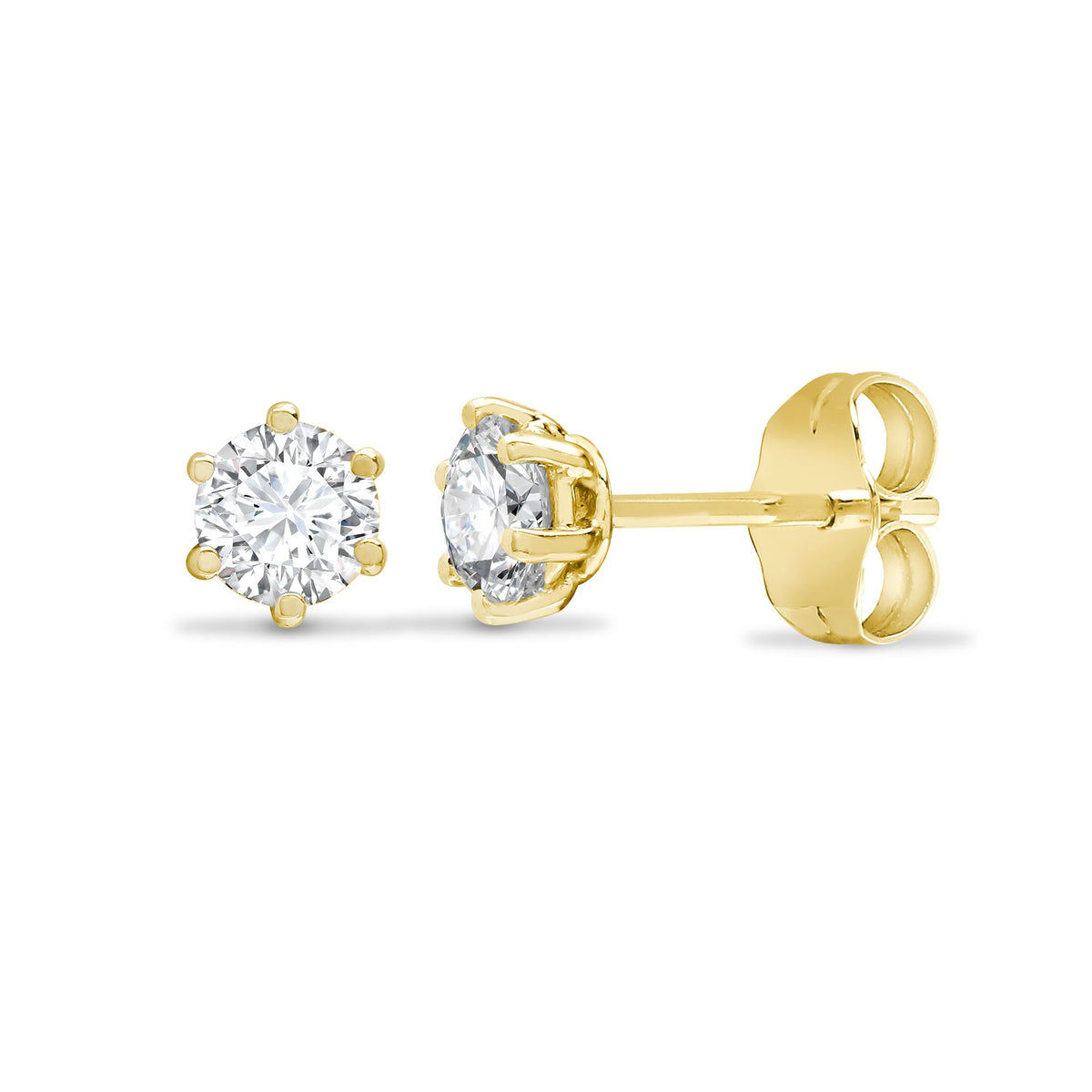 18 Karat Weißgold 35pt 6 Krappen Natürlicher Diamant Solitär Ohrstecker
