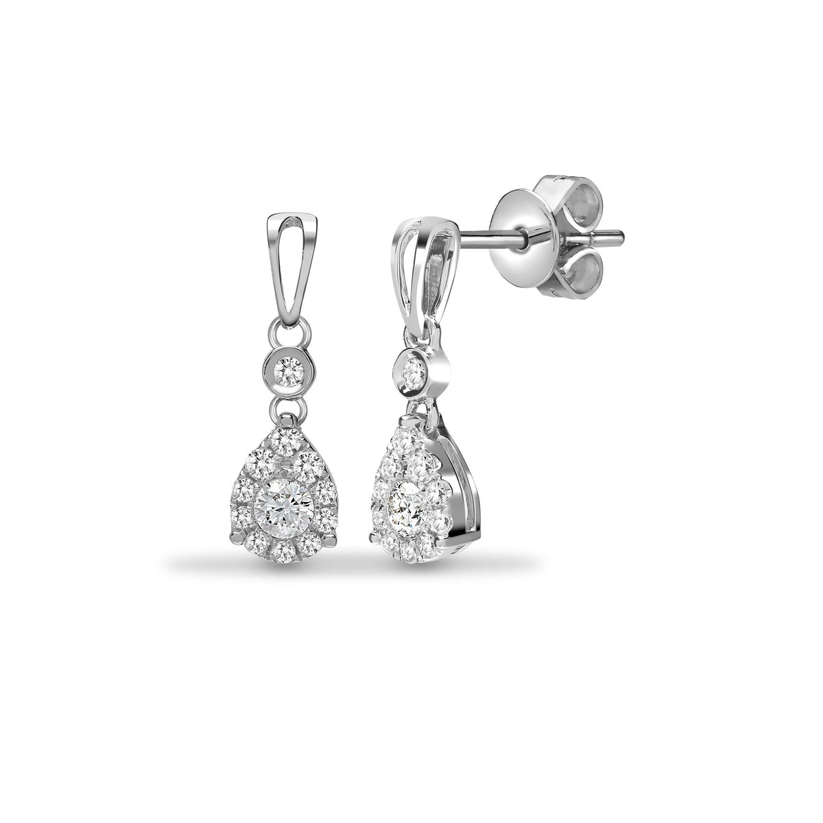 18ct White 0.38ct Natural Diamond Pear Shape Drop Earrings