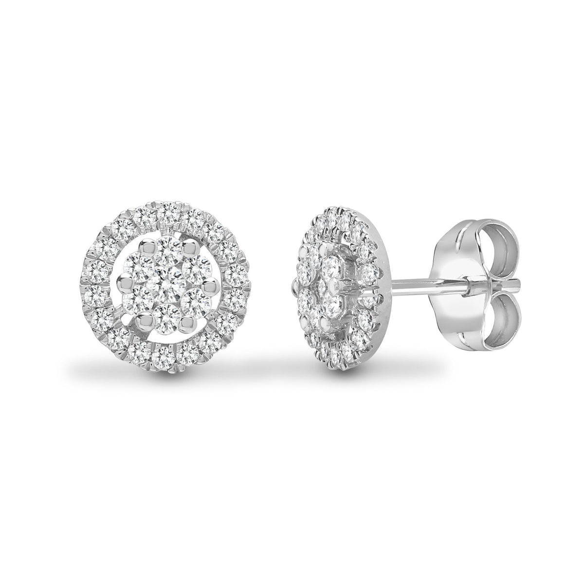 18ct White Gold 0.65ct Natural Diamond Cluster Earrings — JN 18E425