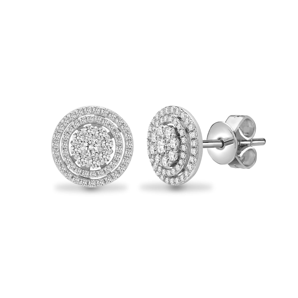18ct White 0.88ct Natural Diamond Cluster Earrings