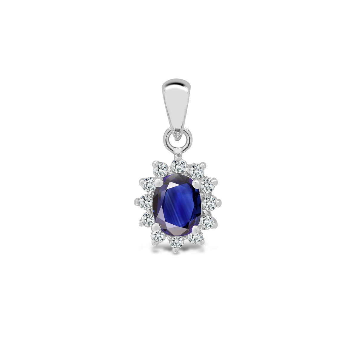 18ct White Gold Natural Diamond And Sapphire Pendant (18P120) – product view