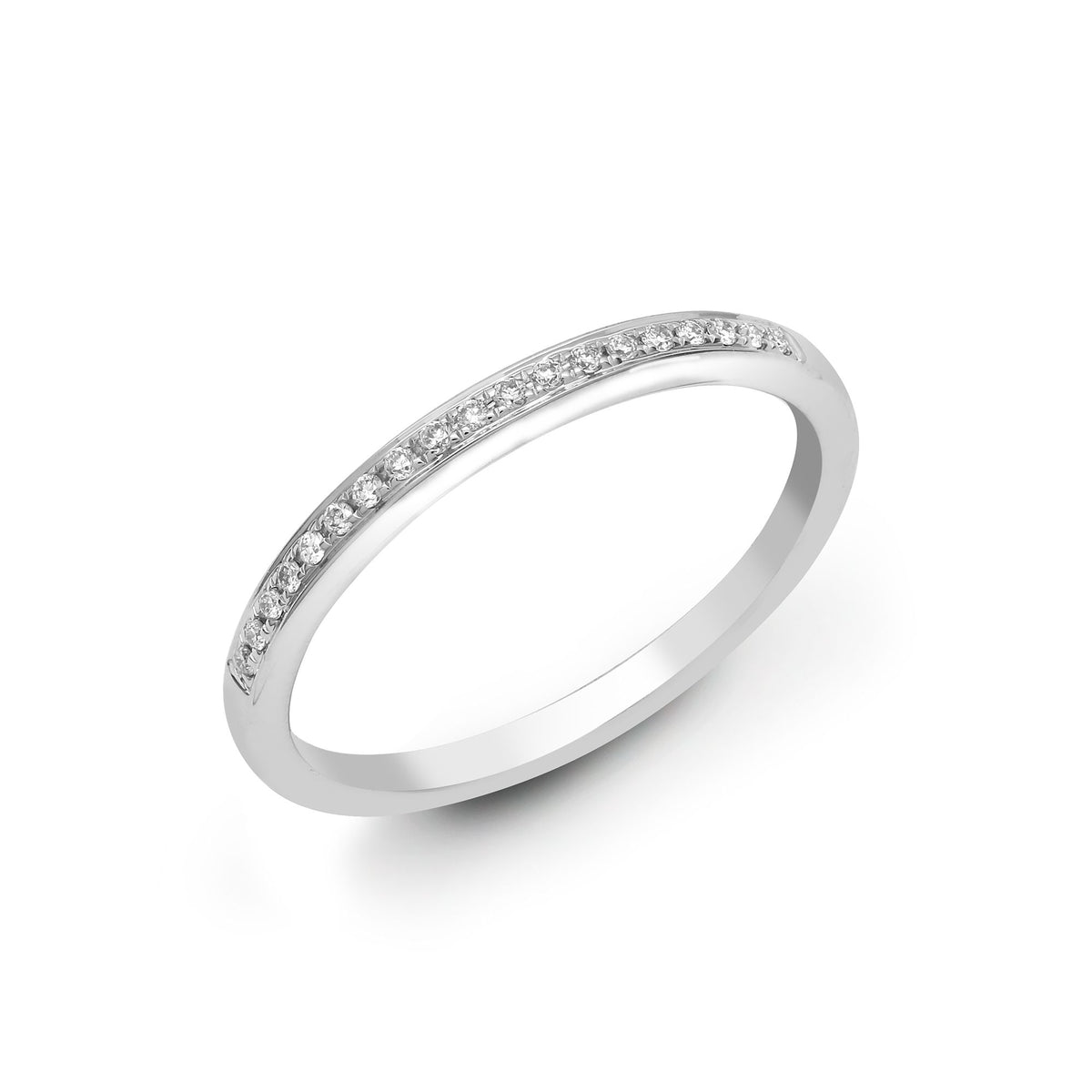 18 Karat Weißgold 10 Punkt Pavé gefasster natürlicher Diamant Eternity Ring