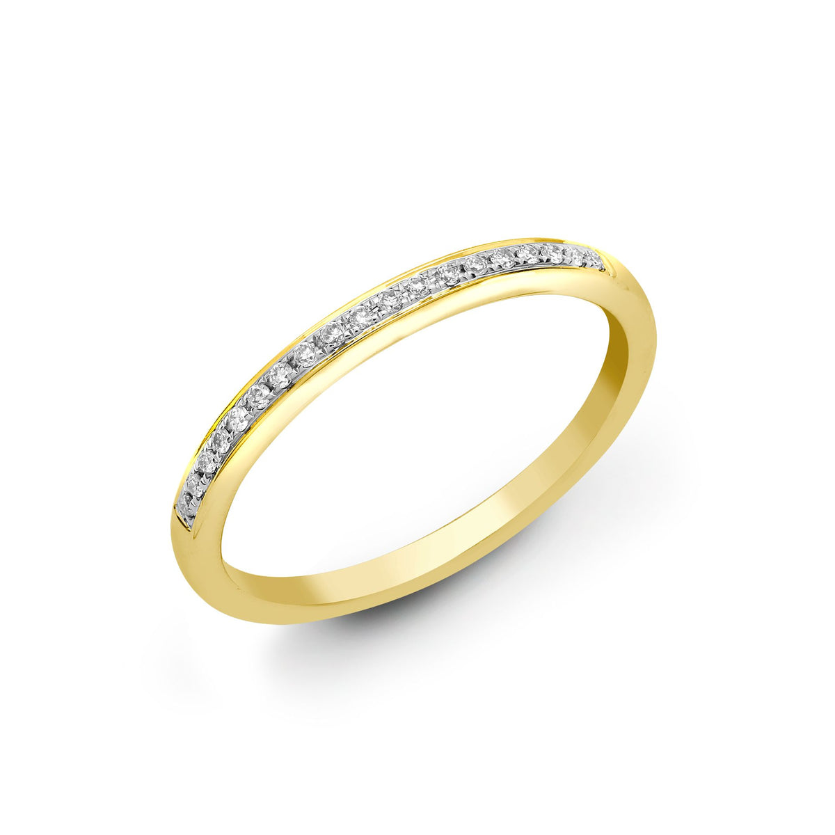 18ct Yellow 0.10ct Pave Set Natural Diamond 1\2 Eternity Ring
