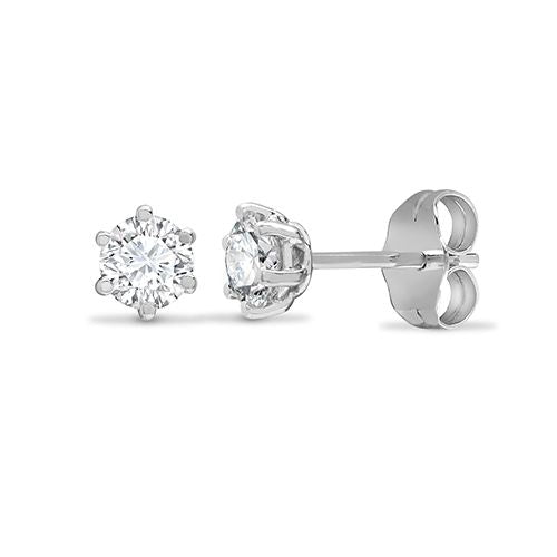 Platin 950 0,50ct 6 Krappen Natur Diamant Solitär Ohrstecker