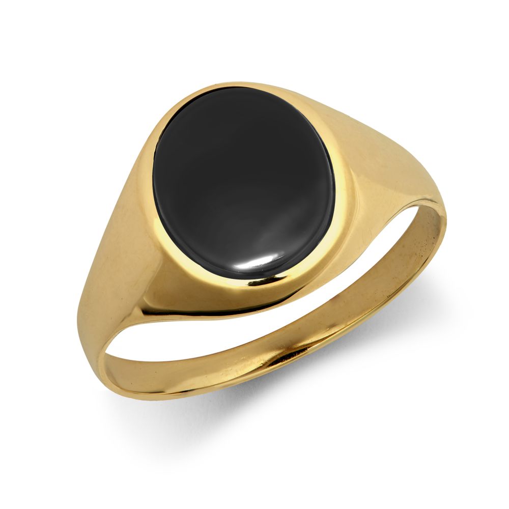 9ct Yellow Gold Oval Shaped 10x12 Onyx Ring – product view