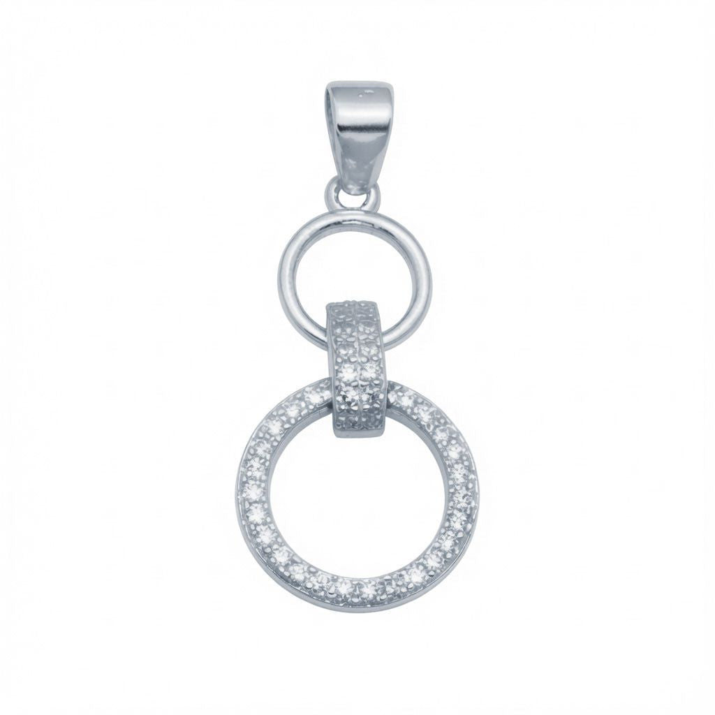 925 Sterling Silver Cubic Zirconia Linked Circle Pendant