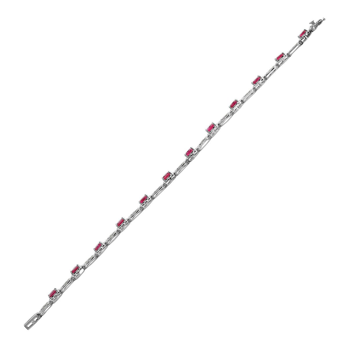 18ct White Gold Natural Diamond And Ruby Bracelet (18B028) – detail view