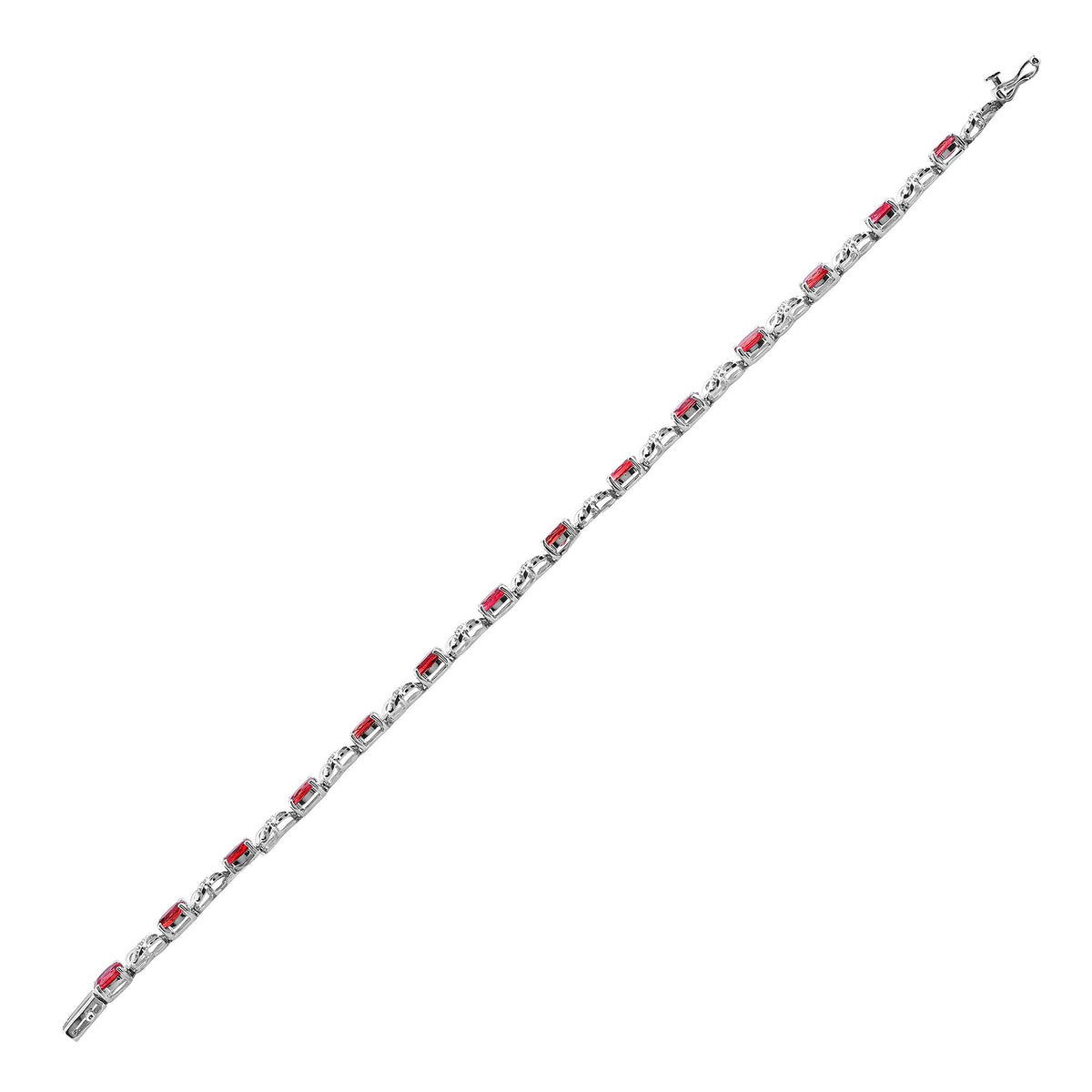 18ct White Gold Natural Diamond And Ruby Bracelet (18B033) – detail view
