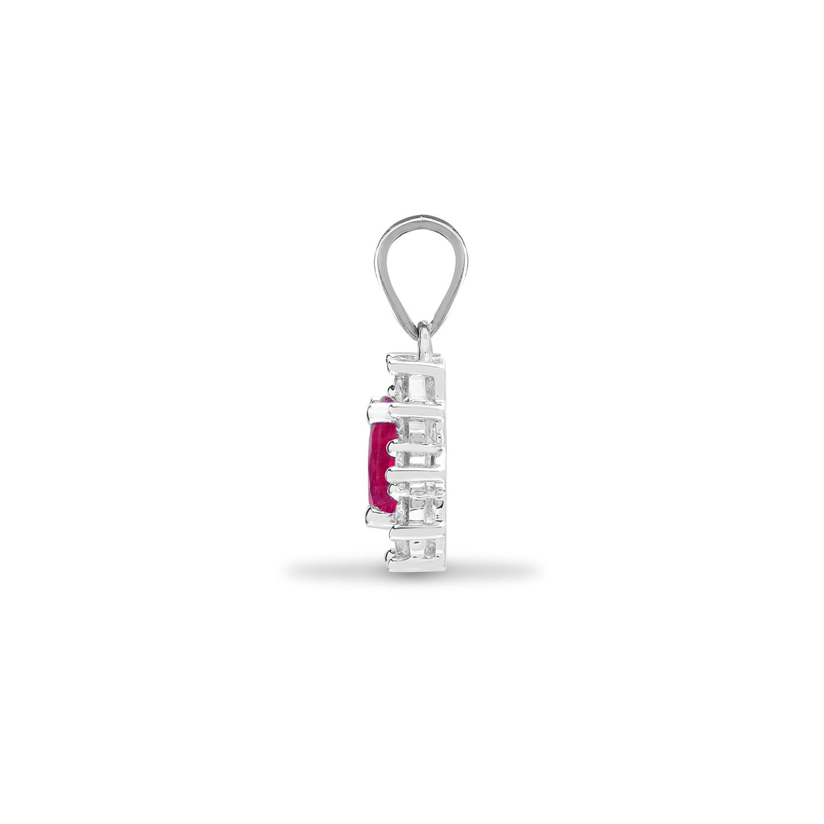 18ct White Gold Natural Diamond And Ruby Pendant (18P093) – detail view
