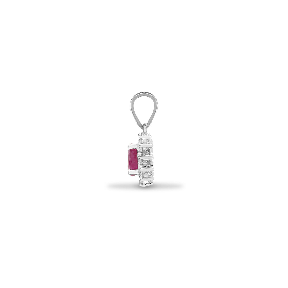 18ct White Gold Natural Diamond And Ruby Pendant (18P119) – detail view