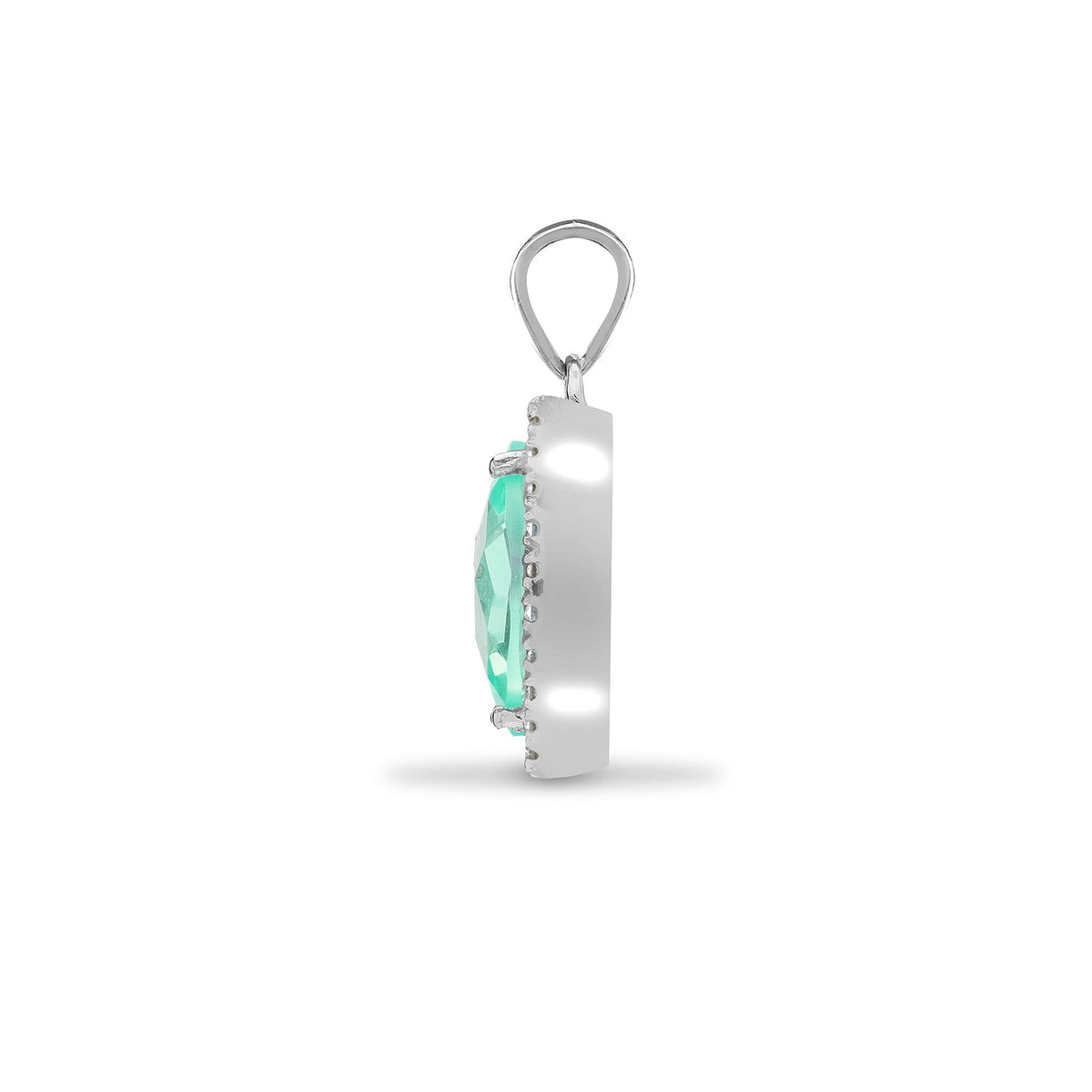 18ct White Gold Natural Diamond And Peridot Pendant (18P218) – detail view