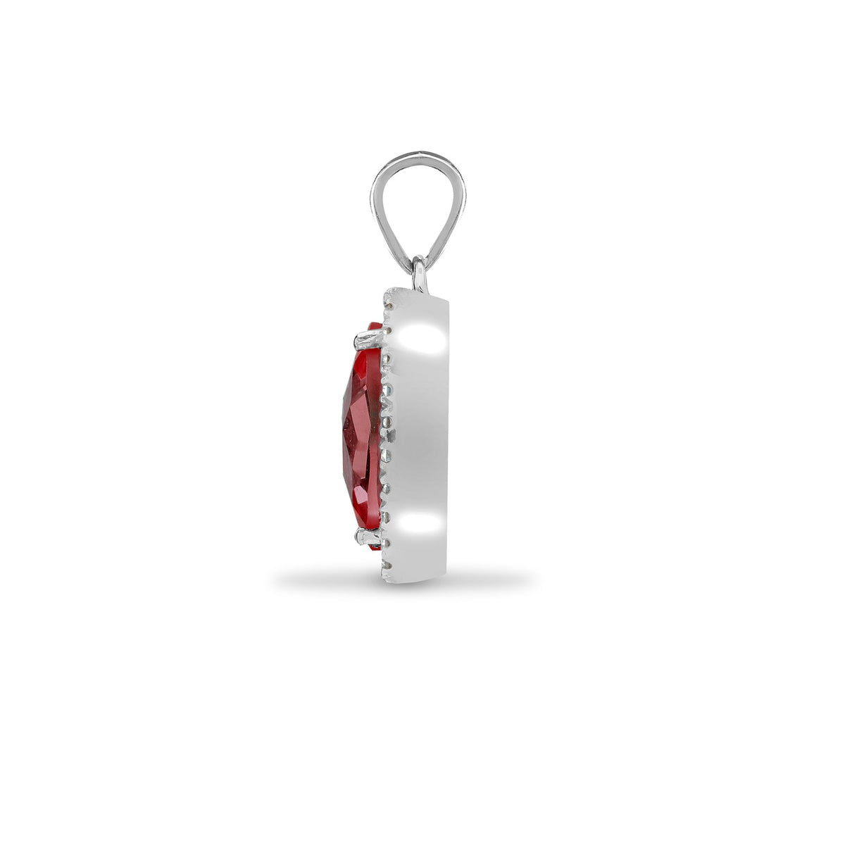18ct White Gold Natural Diamond And Garnet Pendant (18P219) – detail view