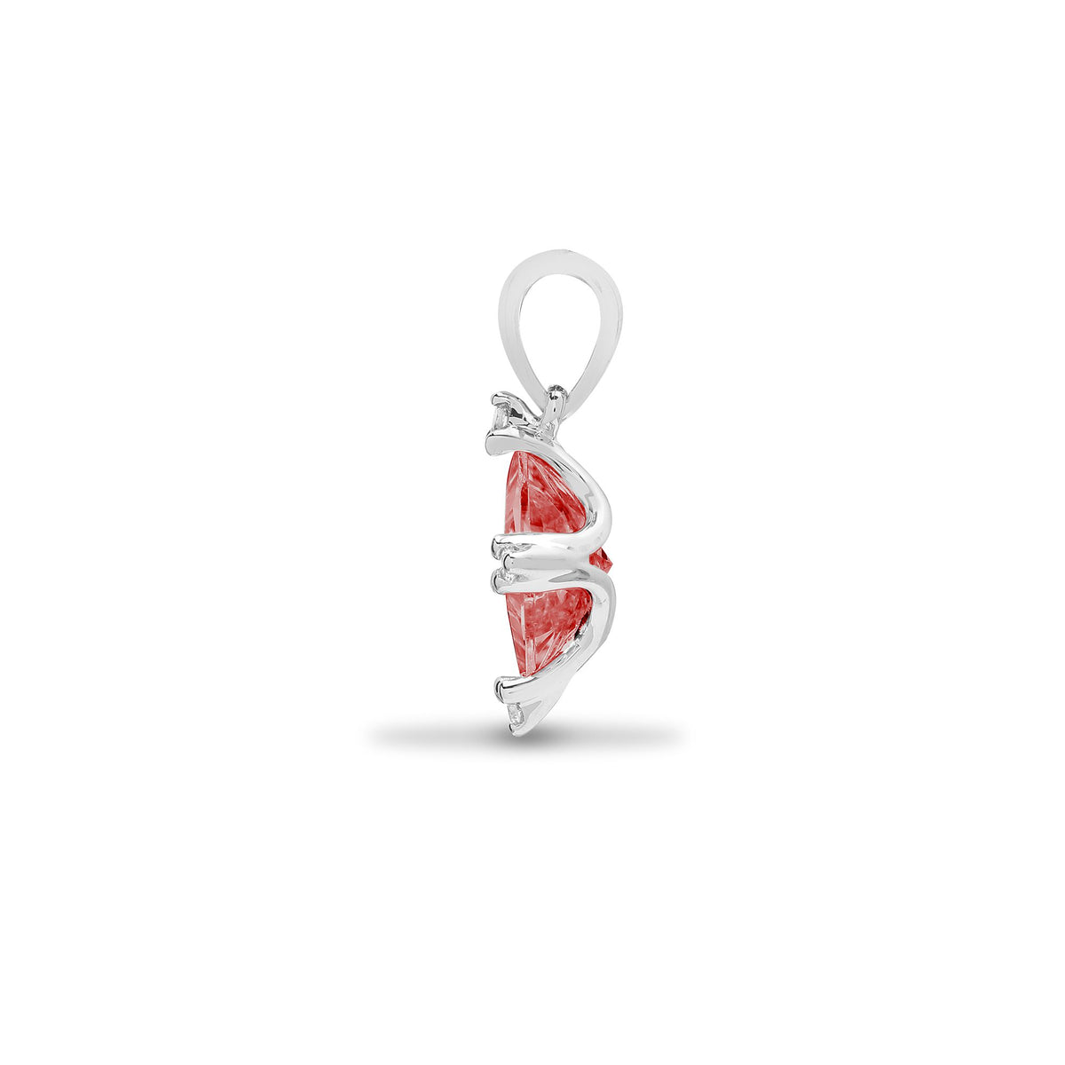 18ct White Gold Natural Diamond And Garnet Pendant (18P232) – detail view