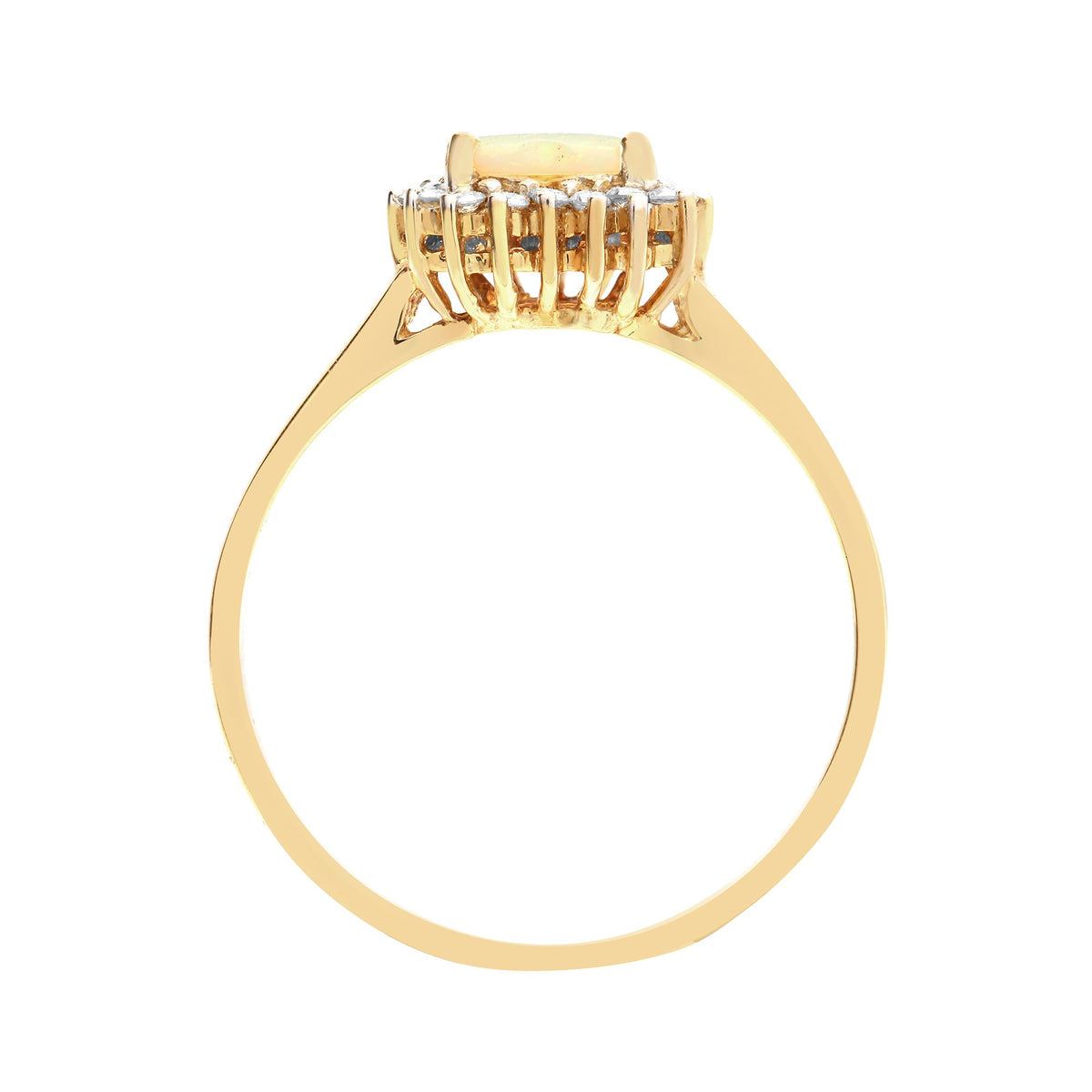 18ct Yellow Gold Natural Diamond And Opal Heart Shaped Ring (18R502) – detail view