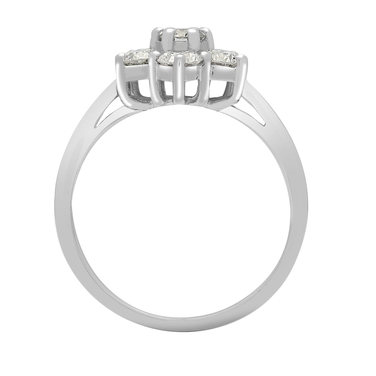 18 Karat Weißgold 50 Punkte 7-Stein-Cluster Naturdiamantring
