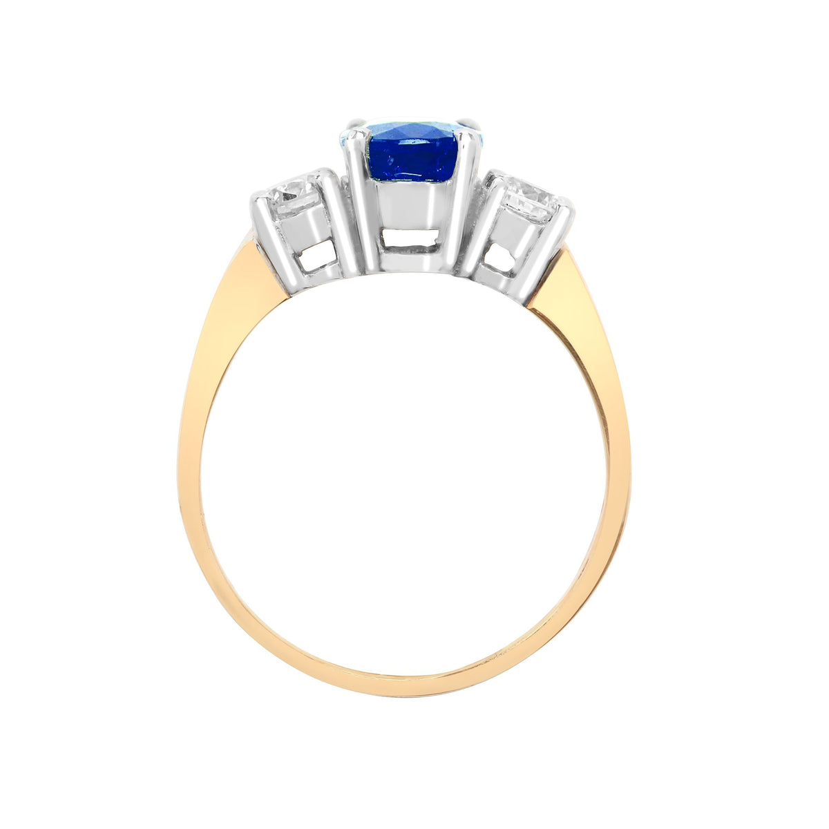 18ct Yellow Gold 3 Stone Natural Diamond And Sapphire Ring (18R567) – detail view