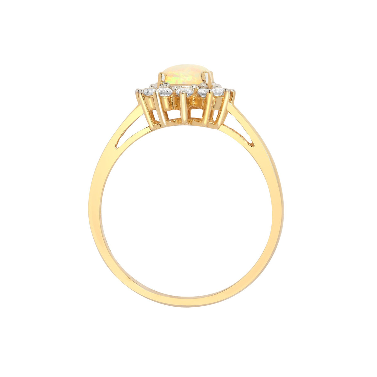 18ct Yellow Gold Natural Diamond And Opal Ring (18R571) – detail view