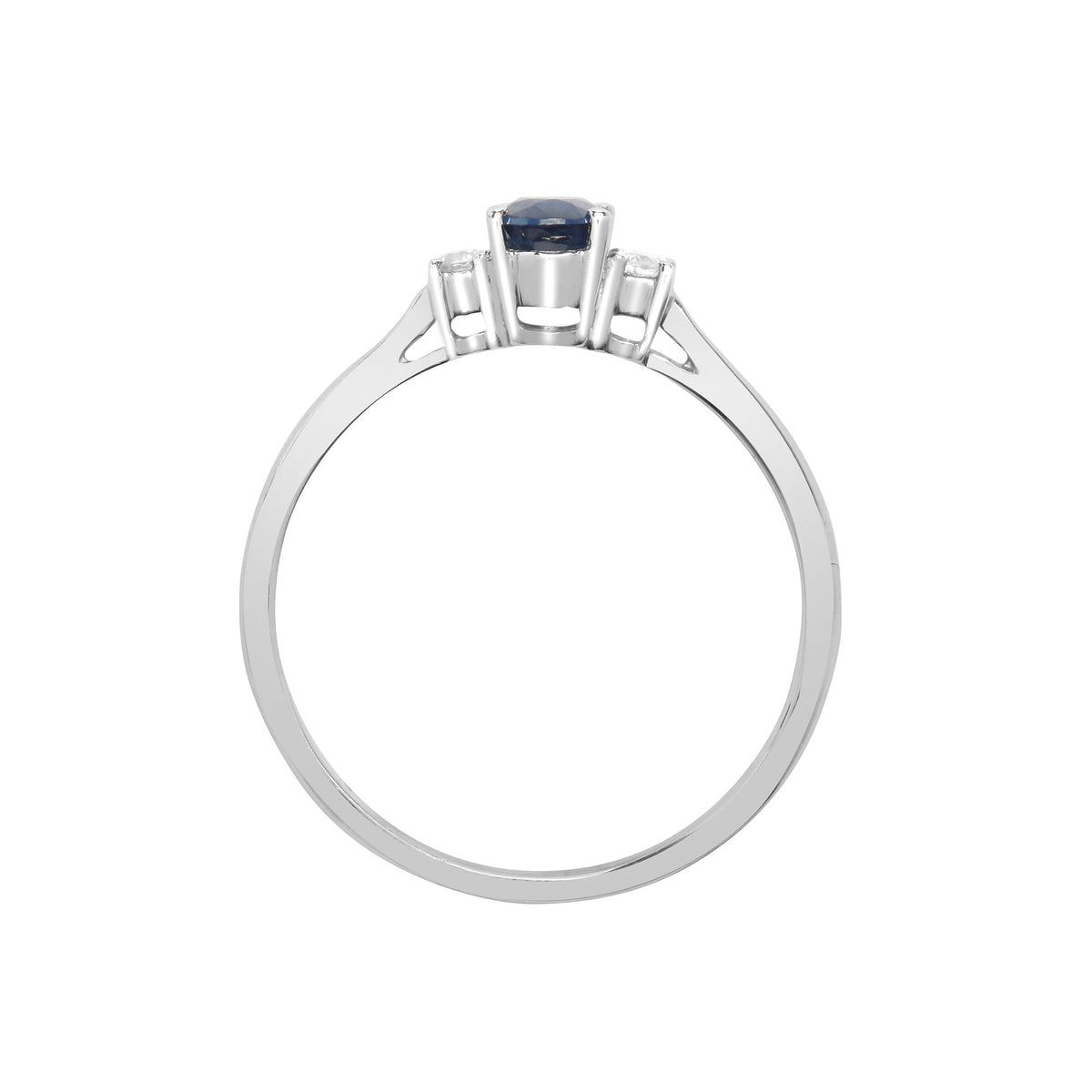 18ct White Gold Natural Diamond And Sapphire 3 Stone Ring (18R629) – detail view