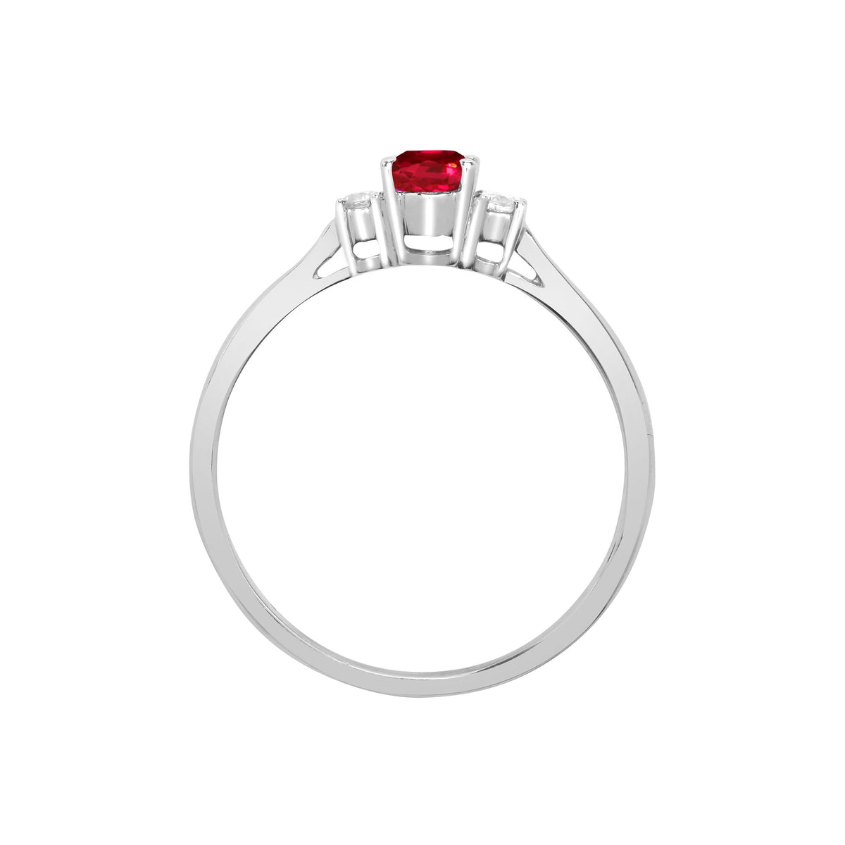 18ct White Gold Natural Diamond And Ruby And 3 Stone Ring (18R630) – detail view