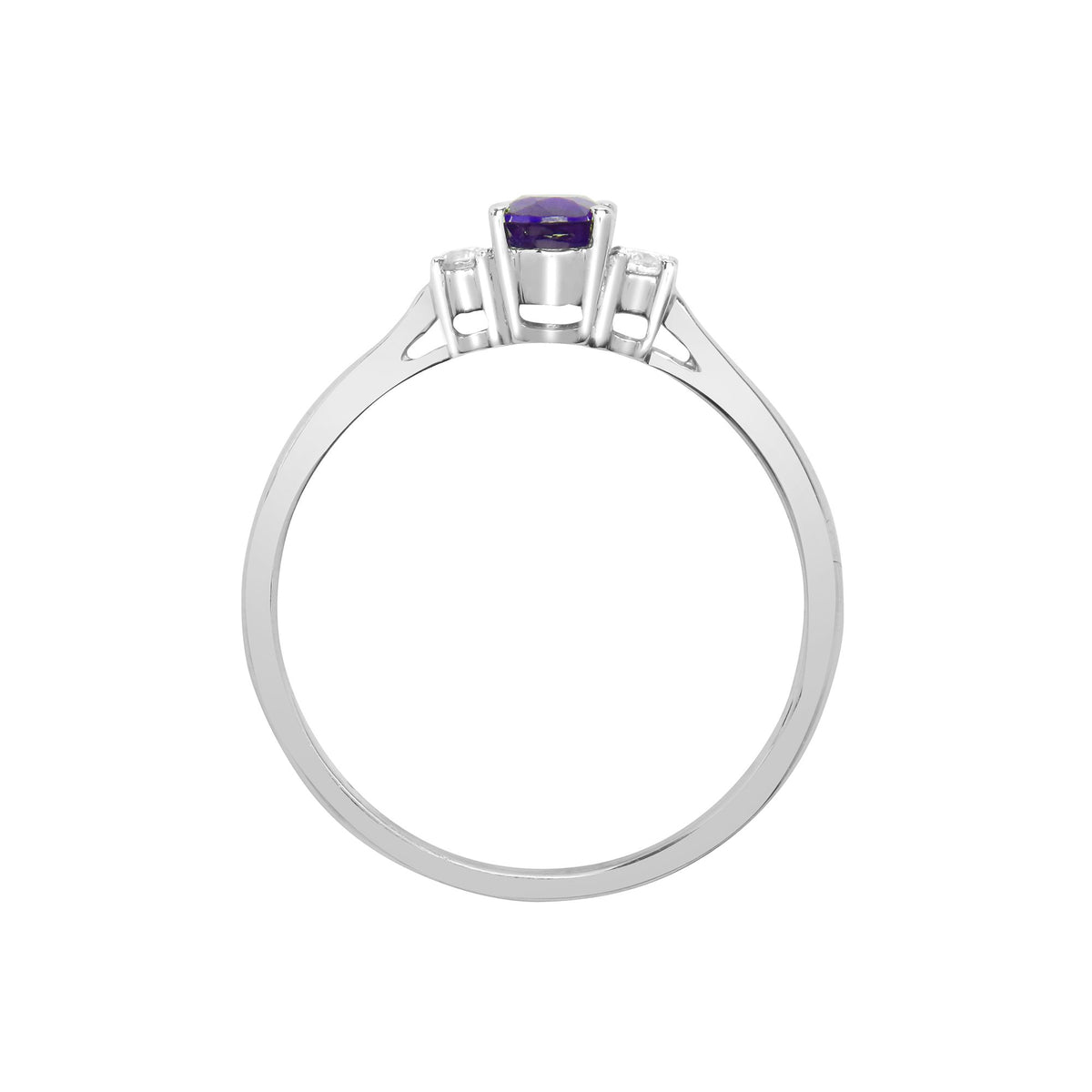 18ct White Gold Natural Diamond And Tanzanite And 3 Stone Ring (18R636) – detail view