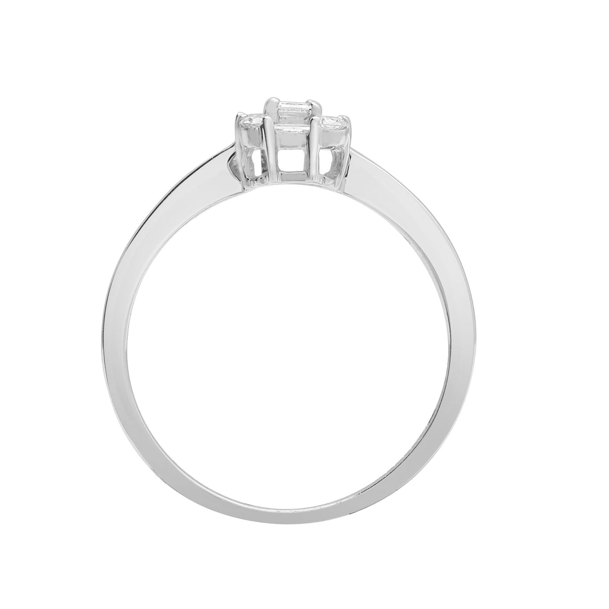 18ct White Gold 0.57ct Natural Diamond RBC & Baguette Ring (18R845) – detail view