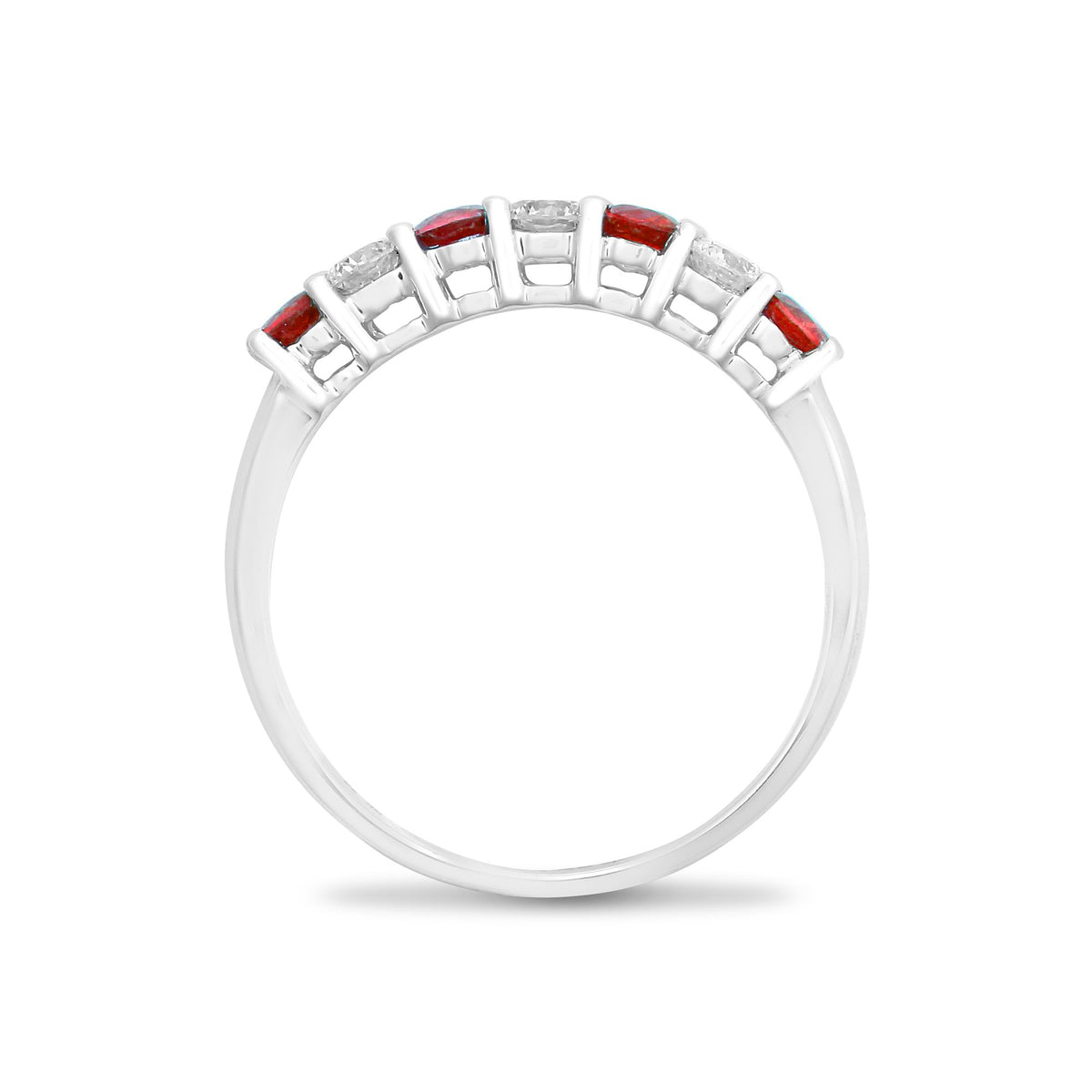 18ct White Diamond-0.33ct Ruby-0.45ct 1\2 Eternity Ring (18R910) – detail view