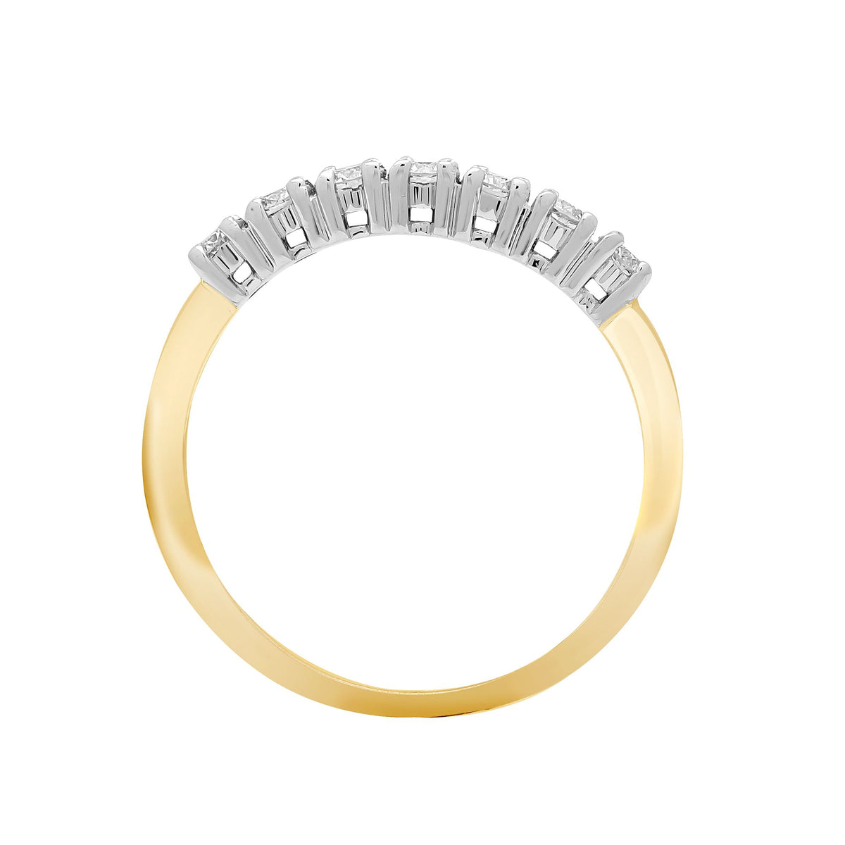 Ring aus 18 Karat Gelb-/Weißgold mit 7 natürlichen Diamanten, 0,50 Karat, 1/2 Ewigkeit