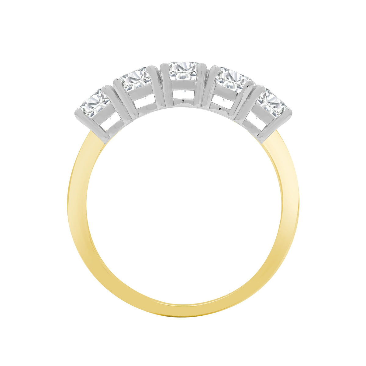 Ring aus 18 Karat Gelb-/Weißgold mit 0,25 Karat natürlichen Diamanten und 5 Steinen